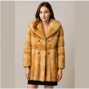 Vintage Genuine Fox Fur And Leather Peacoat Size S